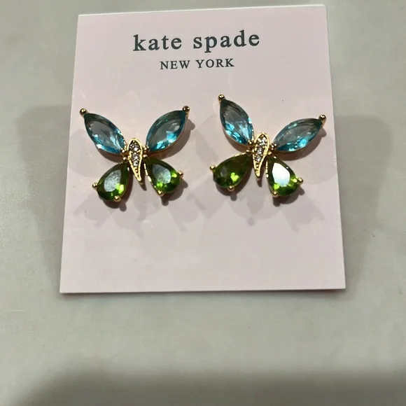 kate spade Gold Tone Butterfly Stud Earrings/NWOT - Picture 6 of 8